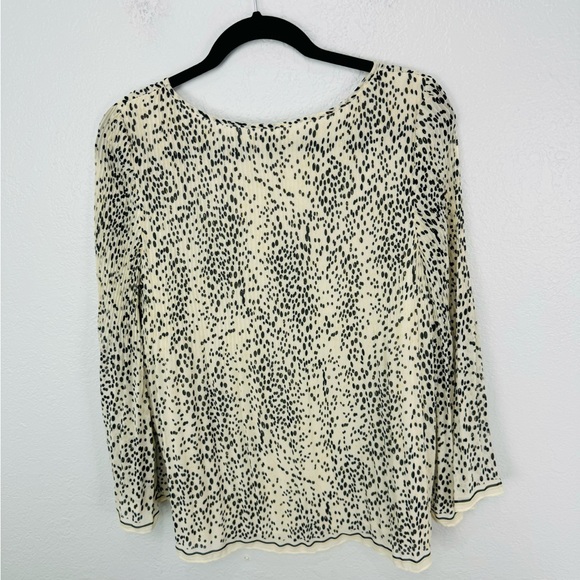 NWT Max Studio Long Sleeve Polka Dot Spot Pleated Chiffon Blouse - Picture 6 of 7